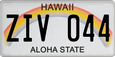 HI license plate ZIV044