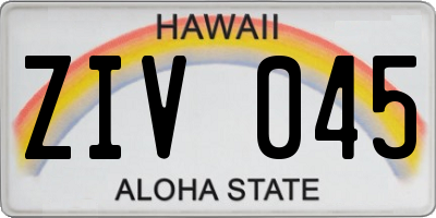 HI license plate ZIV045