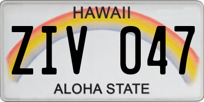 HI license plate ZIV047