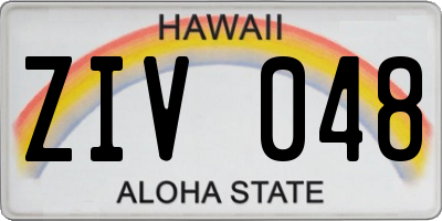 HI license plate ZIV048