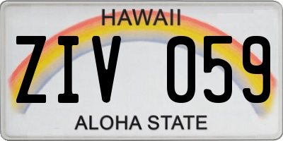 HI license plate ZIV059