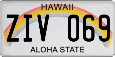 HI license plate ZIV069