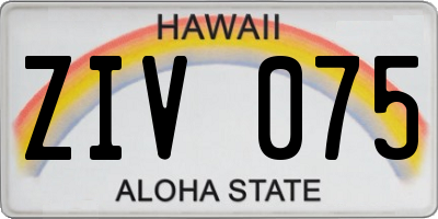 HI license plate ZIV075