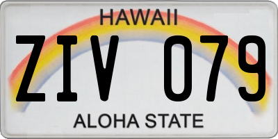 HI license plate ZIV079
