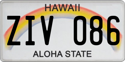 HI license plate ZIV086