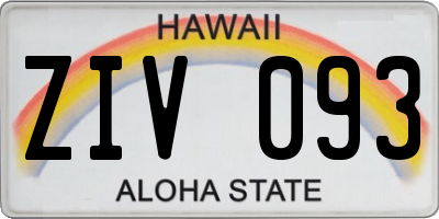 HI license plate ZIV093