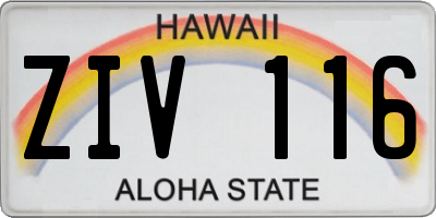 HI license plate ZIV116