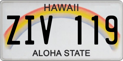HI license plate ZIV119