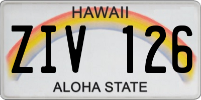 HI license plate ZIV126