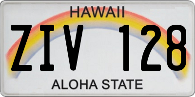 HI license plate ZIV128
