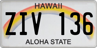 HI license plate ZIV136