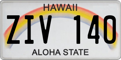 HI license plate ZIV140