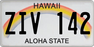 HI license plate ZIV142