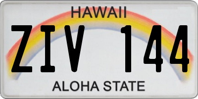 HI license plate ZIV144