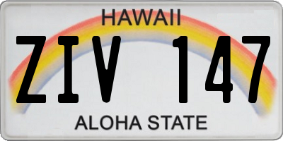 HI license plate ZIV147