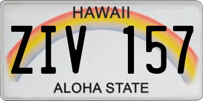 HI license plate ZIV157