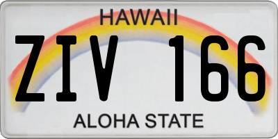 HI license plate ZIV166