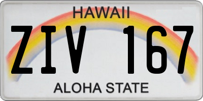 HI license plate ZIV167