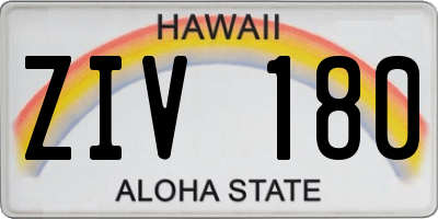 HI license plate ZIV180