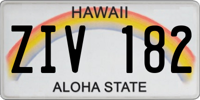 HI license plate ZIV182