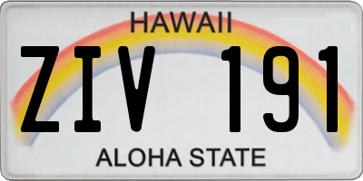 HI license plate ZIV191