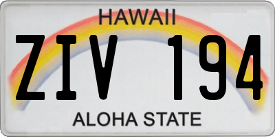 HI license plate ZIV194
