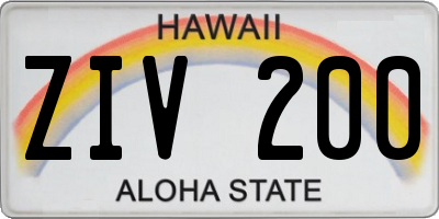 HI license plate ZIV200