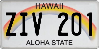 HI license plate ZIV201