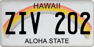 HI license plate ZIV202
