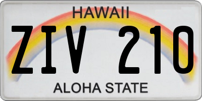 HI license plate ZIV210