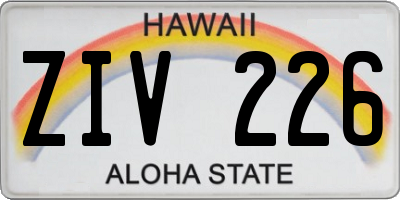 HI license plate ZIV226