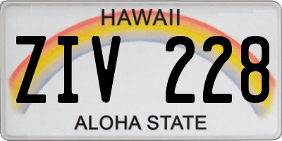 HI license plate ZIV228