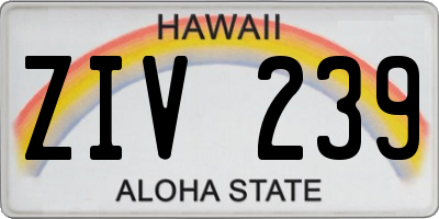 HI license plate ZIV239