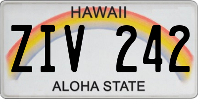 HI license plate ZIV242