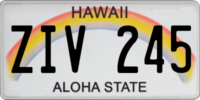 HI license plate ZIV245