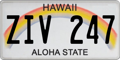 HI license plate ZIV247