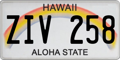 HI license plate ZIV258