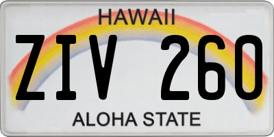 HI license plate ZIV260