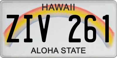 HI license plate ZIV261