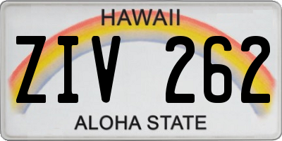 HI license plate ZIV262