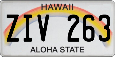 HI license plate ZIV263