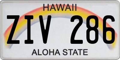 HI license plate ZIV286