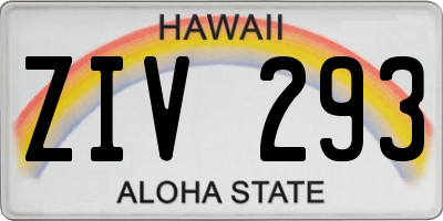 HI license plate ZIV293