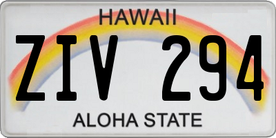 HI license plate ZIV294