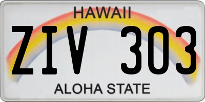 HI license plate ZIV303