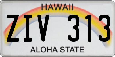 HI license plate ZIV313