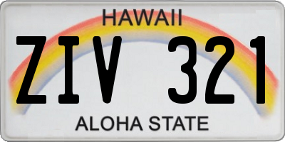 HI license plate ZIV321