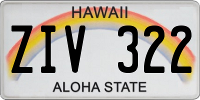 HI license plate ZIV322