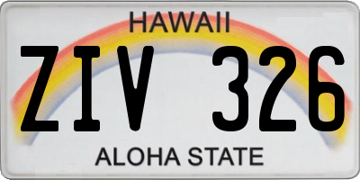 HI license plate ZIV326