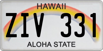 HI license plate ZIV331